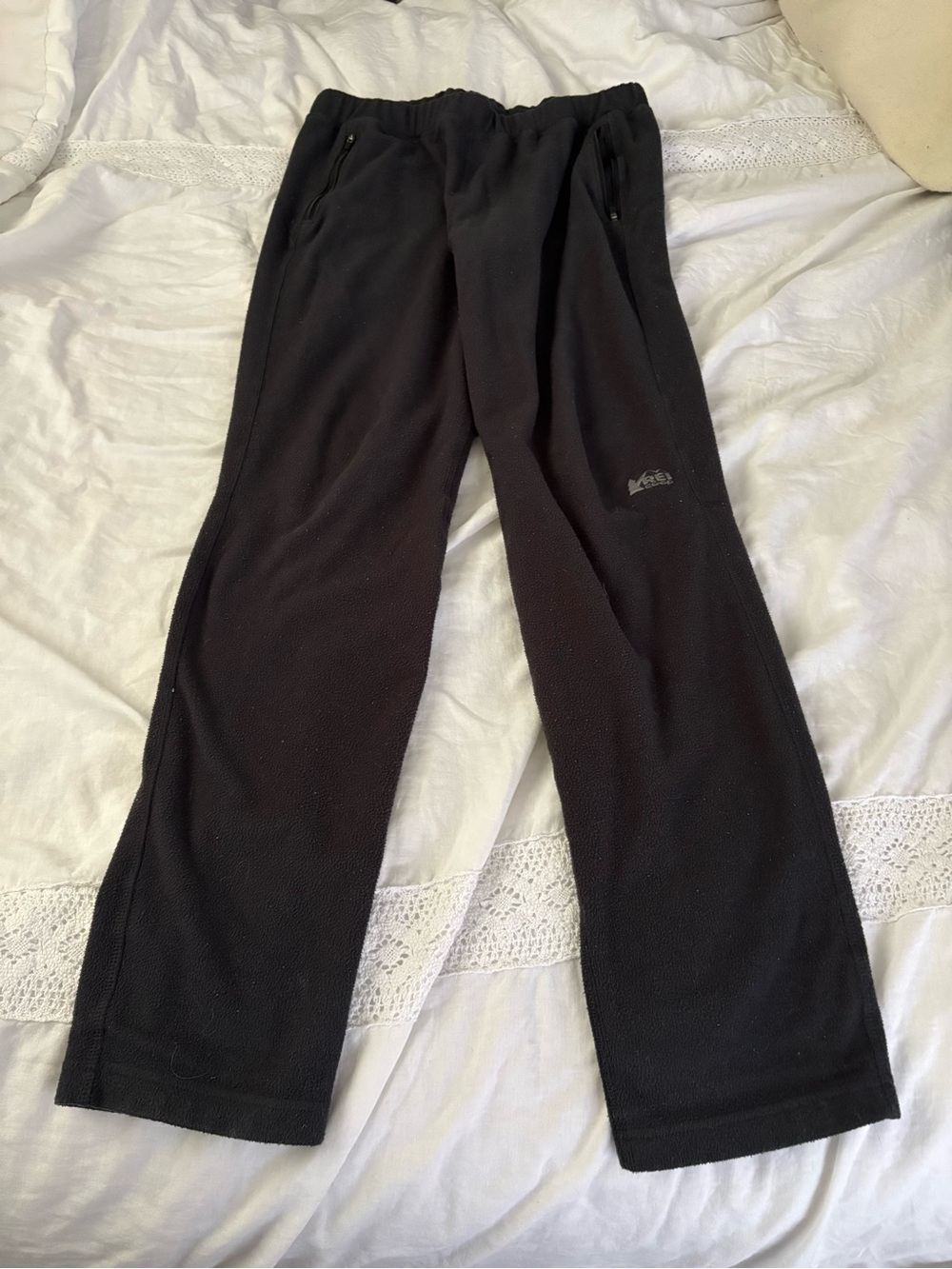 REI Men's Winter Fleece Pants Black Large Semi Fitted